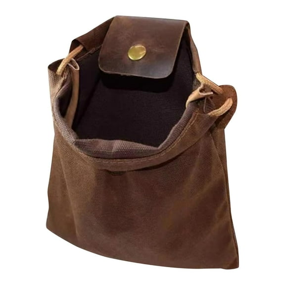 Foraging Pouch Leather & Canvas – Foldable Waterproof Mushroom Bag for Camping, Travel & Hiking, Multi-Purpose Bushcraft Storage Pouch with Belt Loop & Drawstring Closure
