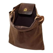 Foraging Pouch Leather & Canvas – Foldable Waterproof Mushroom Bag for Camping, Travel & Hiking, Multi-Purpose Bushcraft Storage Pouch with Belt Loop & Drawstring Closure