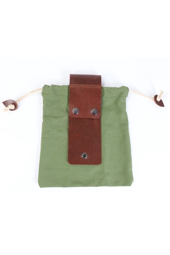 Foraging Pouch for Hiking, Collapsible Leather Belt Pouch Waist Bag, Multi-Purpose Storage Bag for Outdoors Camping(1 pcs, green)