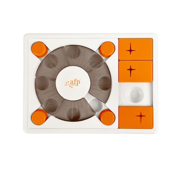 All For Paws Interactive Dog Puzzle Toy & Slow Feeder  Treat Dispenser Toy for Puppy IQ Training & Mental Stimulation, Square Foraging Plate, Intermediate Level