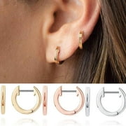 Foraging dimple 1Pair Stainless Gold Plated Cuff Huggie Stud Small Hoop Earrings Women Gold