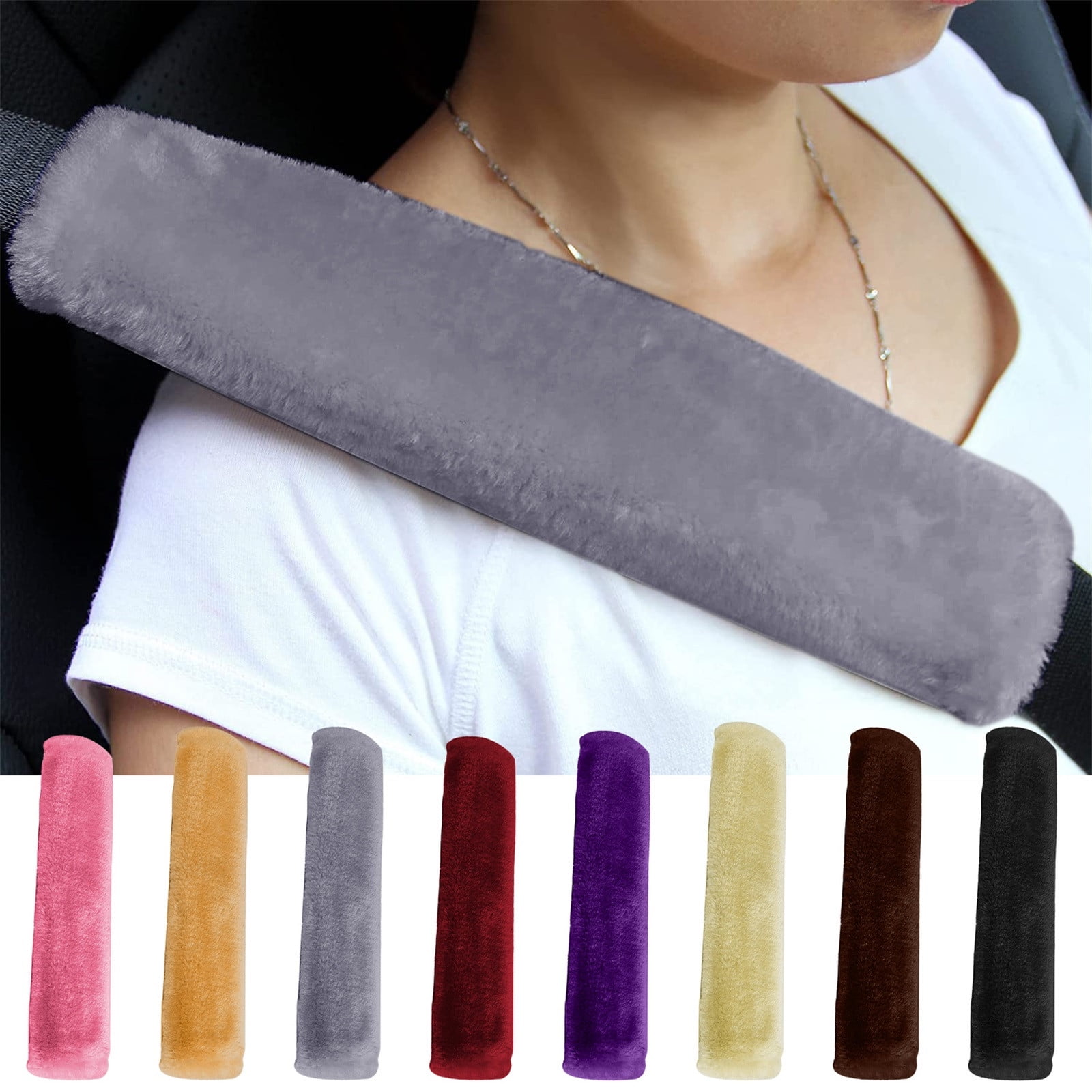 Walmart Deals of Foraging 2Pack Soft Faux Sheepskin Car Seat Belt Pads Cover & Shoulder Strap