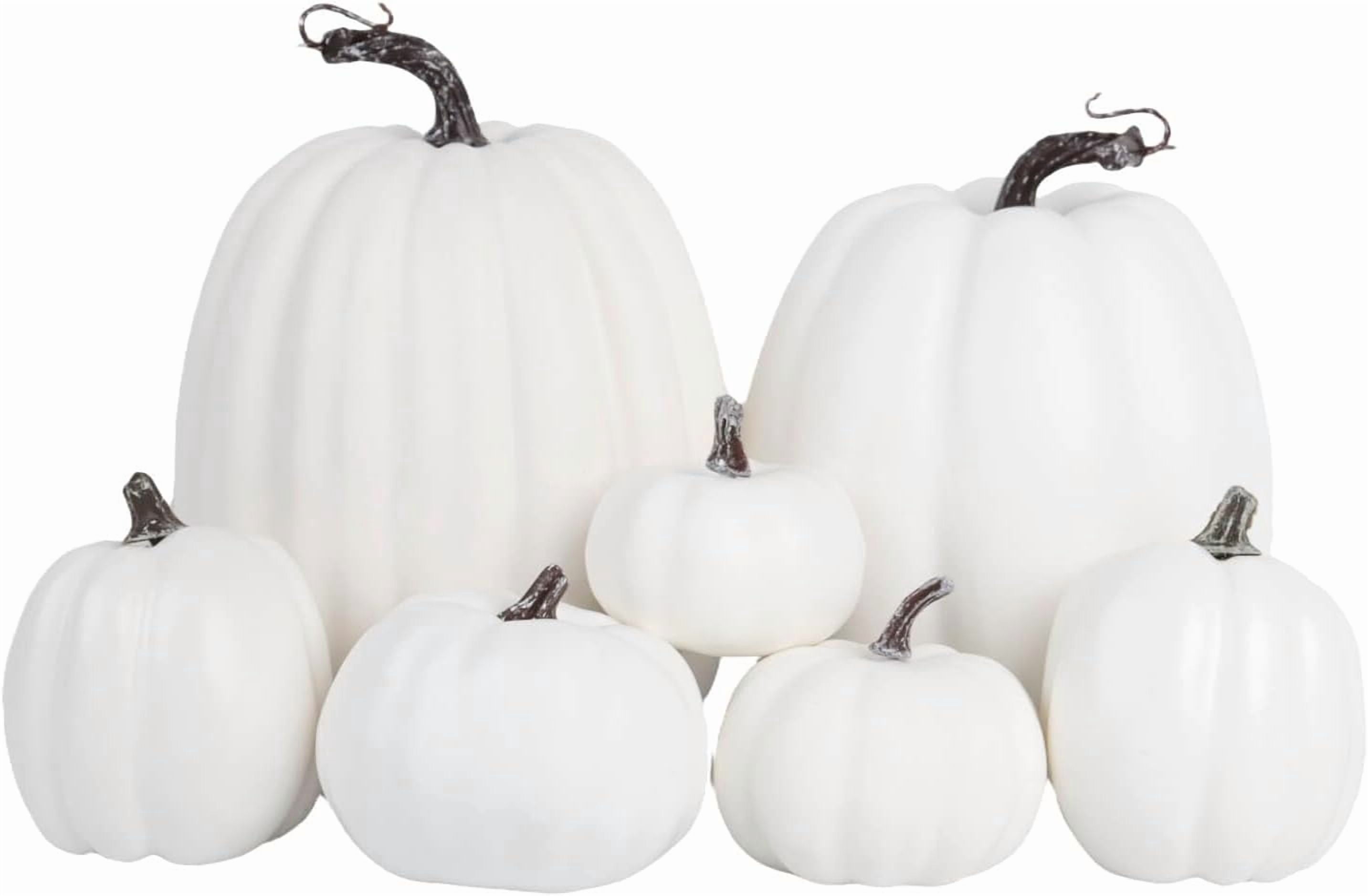 Foraging dimple 7 Pcs Assorted White Plastic Pumpkins for Decorating