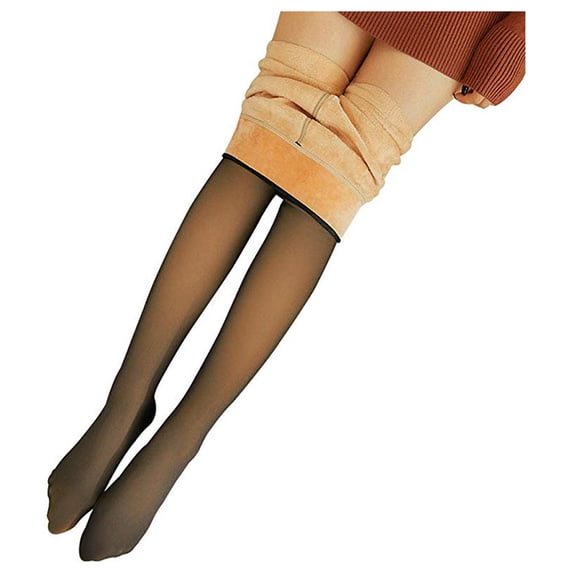 Foraging dimple Fake Translucent Warm Fleece Pantyhose -Black/Gray/Coffee Original Black