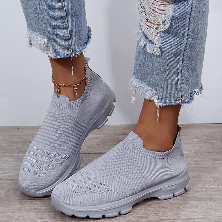 Foraging dimple Hollow Out Women's Ladies Mesh Shoes Sneakers Footwear Flat  Breathable Shoes Gray