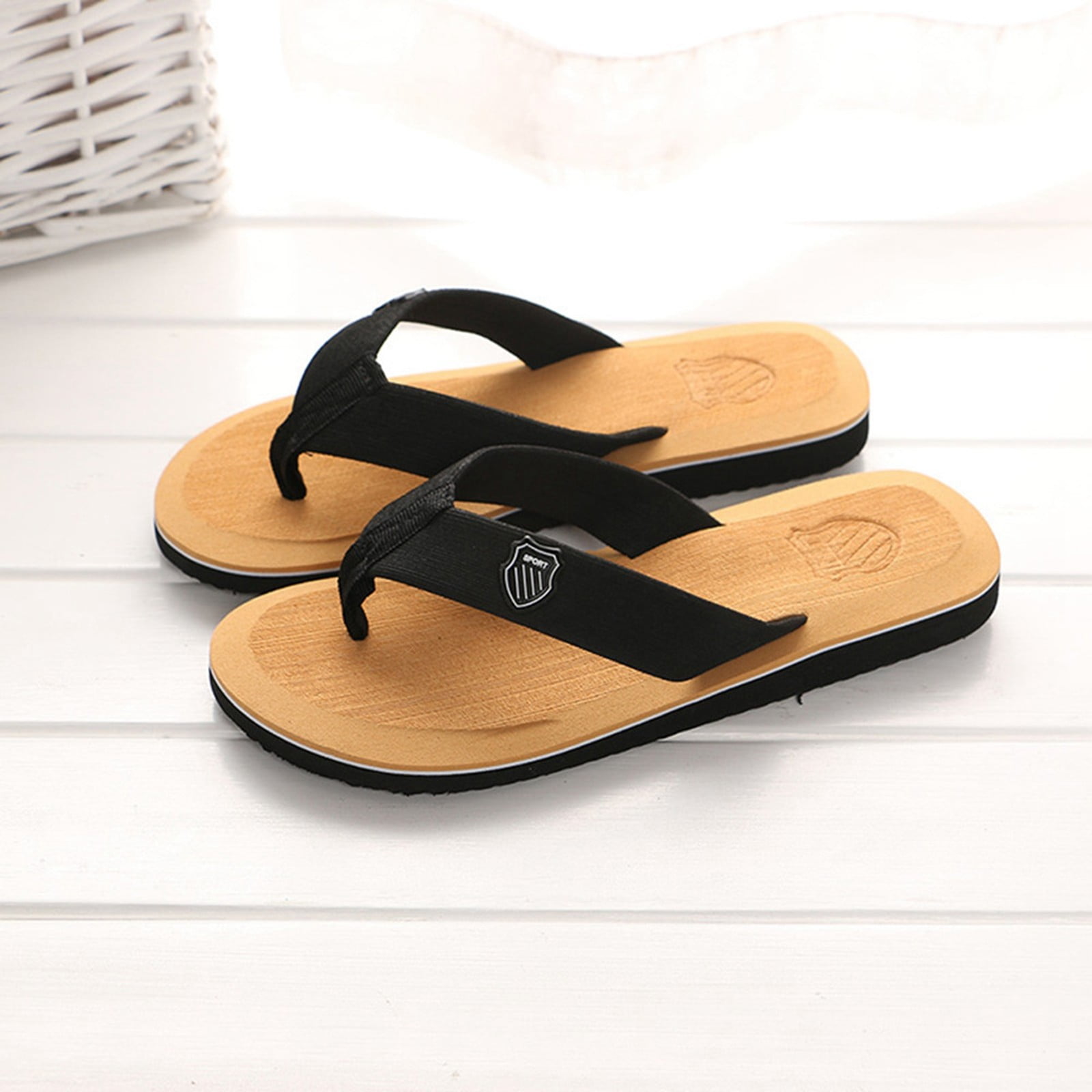 Foraging dimple Men's Summer Flip-flops Slippers Beach Sandals Indoor ...