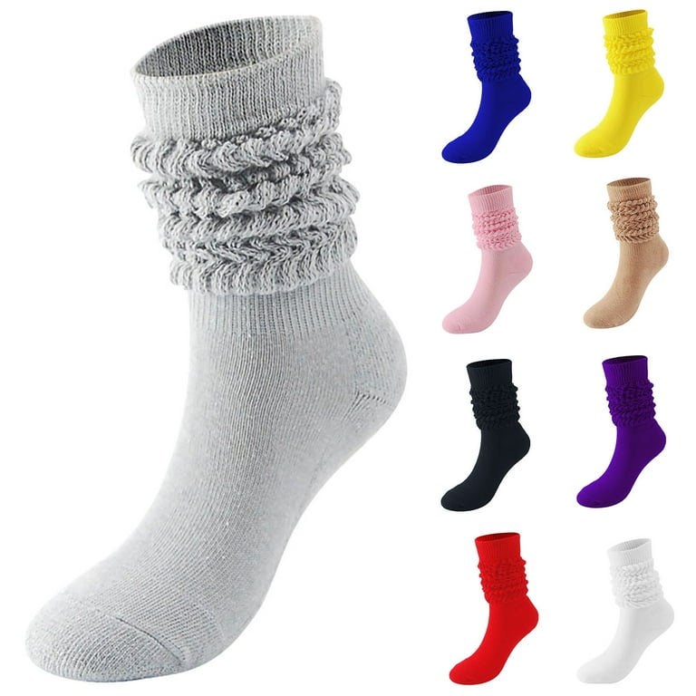 Foraging dimple Women s Solid Color Thickened Loose Slouchy Socks Fashion Long Stacked Socks Black