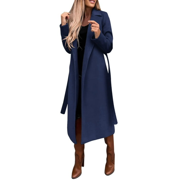 Foraging dimple Women s Winter Woolen Coat Elegant Lapel Trench