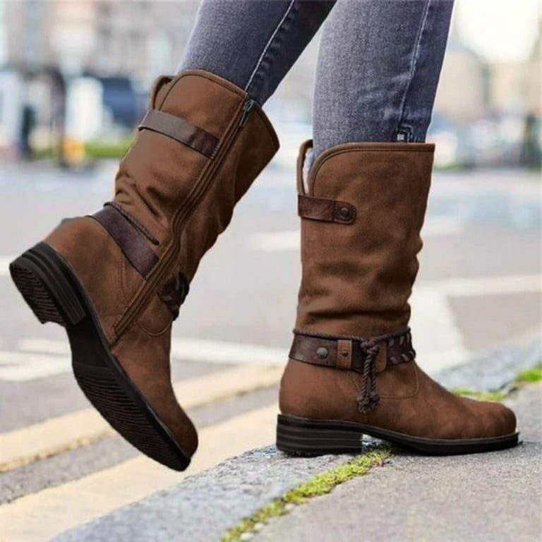 Foraging dimple Womens Shoes Winter and Autumn Belt Buckle Cashmere Warm  Home Snow Boots Green