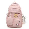 thumbnail image 1 of Foral School Backpack, Multi-layer Backpack with Star Pendant&Mini Pendant Bag, Lightweight Loptop Backpack for Middle School College, Pink, 1 of 9
