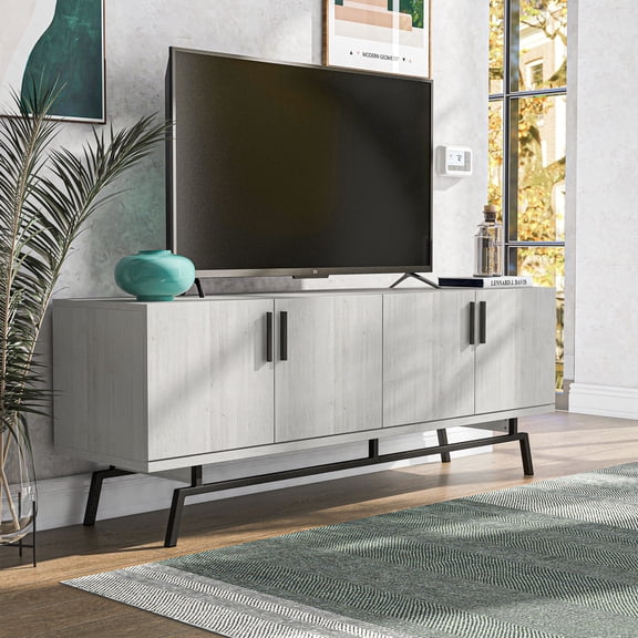 Foran 4-Door Wood White Oak TV Stand for 60" TV