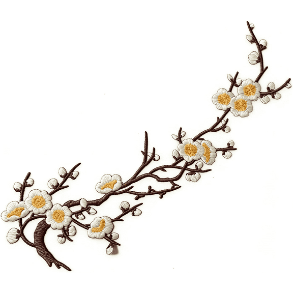 Forautely 4 Pcs Vintage Plum Blossom Iron on Patches, Embroidery Flower Vines Sew On Appliques for Wedding Dress Repair DIY Craft,Beige + Coffee Brown