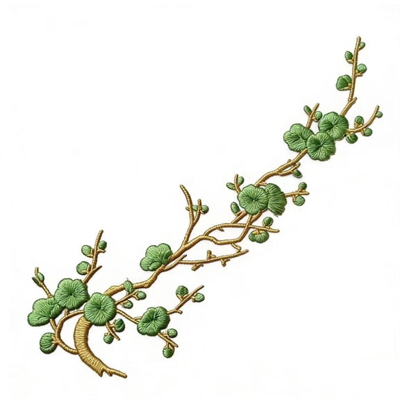 Forautely 4 Pcs Vintage Plum Blossom Iron on Patches, Embroidery Flower Vines Sew On Appliques for Wedding Dress Repair DIY Craft,Army Green