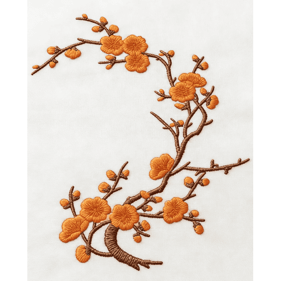 Forautely 4 Pcs Vintage Plum Blossom Iron on Patches, Embroidery Flower Vines Sew On Appliques for Wedding Dress Repair DIY Craft,Orange-Yellow