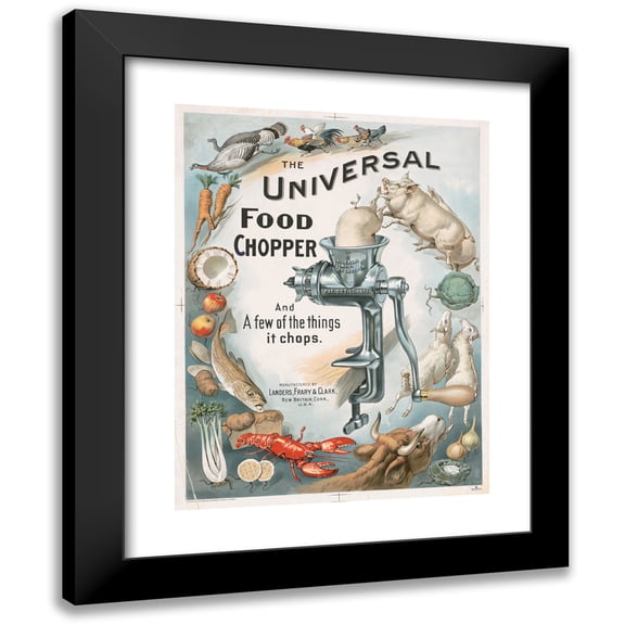 Forbes Litho. Co. 12x14 Black Modern Framed Museum Art Print Titled - The Universal Food Chopper and a Few of the Things it Chops (1899)