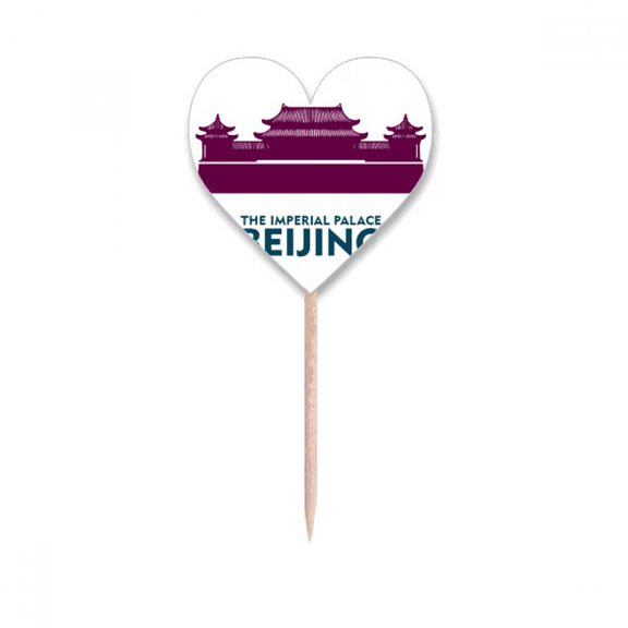 Forbidden City Beijing China Toothpick Flags Heart Lable Cupcake Picks