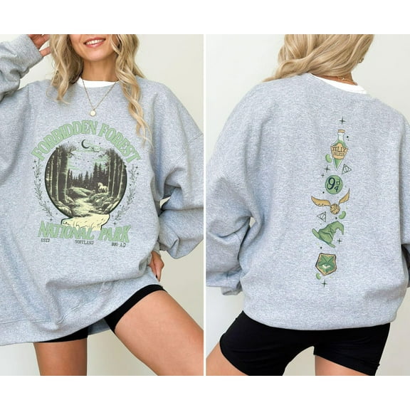 Forbidden Forest 2 Sided Sweatshirt, Bookish, National Park Wizard, Wizarding School Shirt, Harry Potter Inspired Shirt