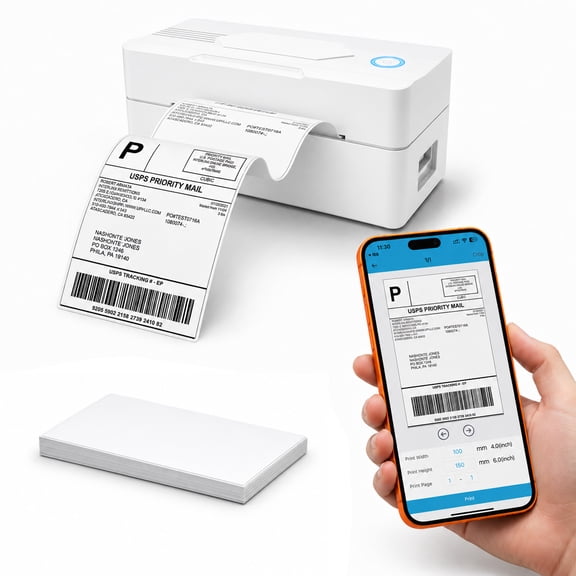 Forc Bluetooth 4x6 Thermal Shipping Label Printer, 203 DPI, 160mm/s, for Small Business, iOS, Android, Windows, Mac