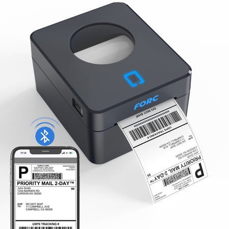Forc Bluetooth Thermal Shipping Label Printer(No WiFi Connection, 4X6 Label Printer for Shipping Packages, Support Windows, Mac, iOS, iPhone, Android Black