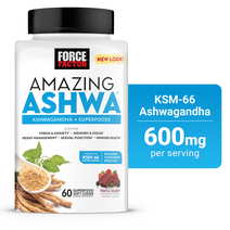 Force Factor Amazing Ashwa, Ashwagandha Stress Supplement, Triple Berry, 60 Chews