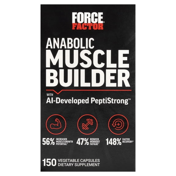 Force Factor Anabolic Muscle Builder With AI-Developed PeptiStrong™, 150 Vegetable Capsules