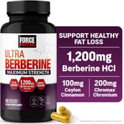 Force Factor Ultra Berberine Maximum Strength, 1200mg Berberine HCl with Ceylon Cinnamon & Chromax Chromium to Support Fat Loss, Metabolism & Weight Management, 60 Capsules