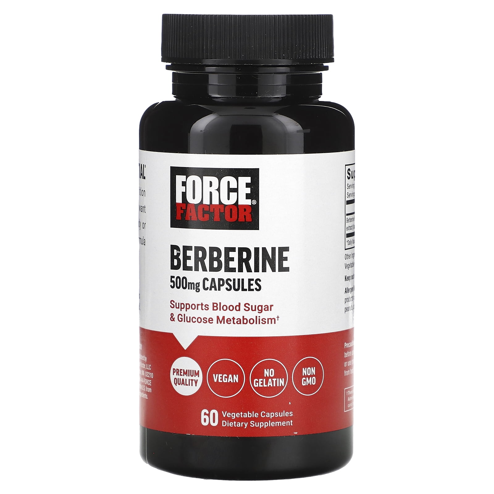 Force Factor Berberine 500mg, Vegan, NonGMO, Blood Sugar & Glucose