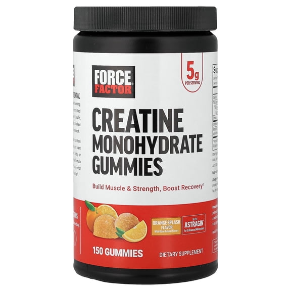 Force Factor Creatine Monohydrate Gummies, Orange Splash, 150 Gummies