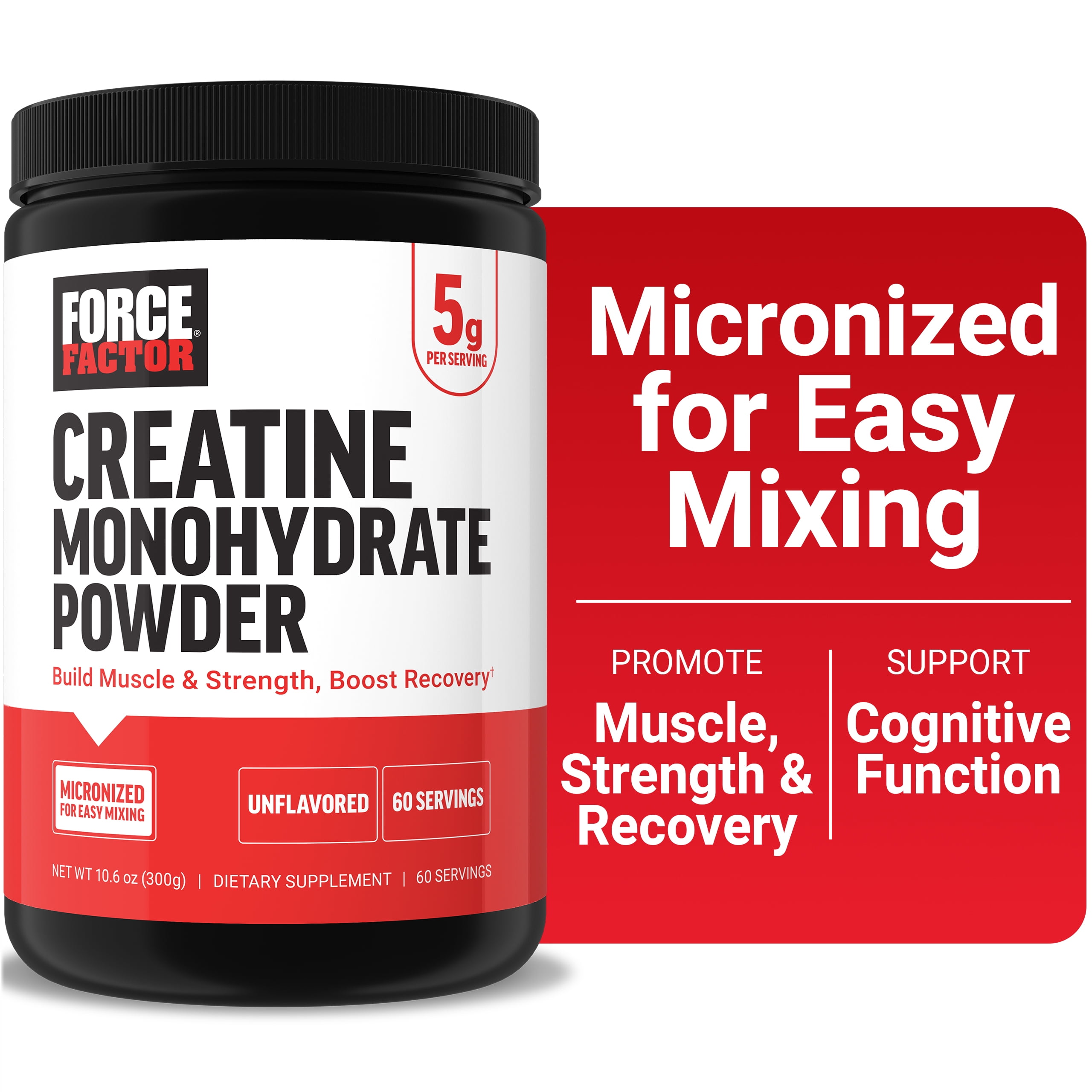 Creatine Monohydrate, Creatine Powder for Muscle Gain, More Strength, and Faster Workout Recovery, Clinically Studied Micronized Creatine 5g Dose Per Serving, U
