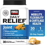 Force Factor Daily Relief Joint Support Soft Chews with Turmeric, Boswellia & Ginger for Mobility & Health, Tropical Berry, 30 Count