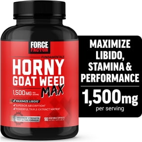 Force Factor Horny Goat Weed Max, 1500mg Horny Goat Weed for Men & Women to Boost Energy, Libido & Stamina, Superior Absorption, 90 Capsules