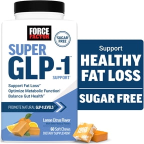 Force Factor Super GLP-1 Support Soft Chews, Promote Natural GLP-1 Production, Support Fat Loss, Metabolic Function & Healthy Body Composition, Sugar Free Lemon Citrus Flavor, 60 Soft Chews