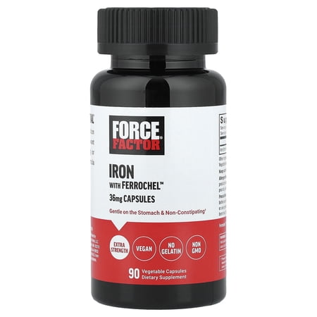 Force Factor Iron with Ferrochel™, 36 mg, 90 Vegetable Capsules