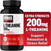 Force Factor L Theanine 200mg, L-Theanine Supplement for Stress Relief, Calm & Relaxation, Extra Strength, Vegan, Non-GMO, 60 Capsules
