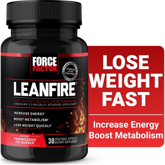 Force Factor LeanFire, Pre Workout Energy Pills with Green Tea Extract & Caffeine for Energy, Metabolism, Weight Loss & Lean Muscle, 30 Capsules
