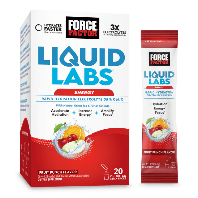Force Factor Liquid Labs Energy Drink, Electrolytes Powder, Hydration