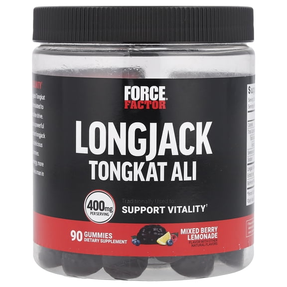 Force Factor Longjack Tongkat Ali Gummies, Mixed Berry Lemonade, 90 Gummies