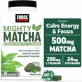 thumbnail image 1 of Force Factor Mighty Matcha, Premium Organic Matcha Green Tea with L-Theanine & B Vitamins to Support Calm Energy, Focus & Antioxidant Defenses, Matcha Latte, 60 Soft Chews, 1 of 11