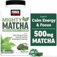 thumbnail image 1 of Force Factor Mighty Matcha, Premium Organic Matcha Green Tea with L-Theanine & B Vitamins to Support Calm Energy, Focus & Antioxidant Defenses, Matcha Latte, 60 Soft Chews, 1 of 11