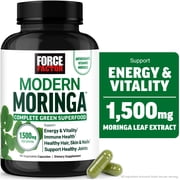Force Factor Modern Moringa Capsules, Complete Green Superfood to Support Energy, Immune Health, and Hair, Skin &amp; Nails with Vitamins D, B6, B12, Biotin &amp; Antioxidants, 90 Capsules