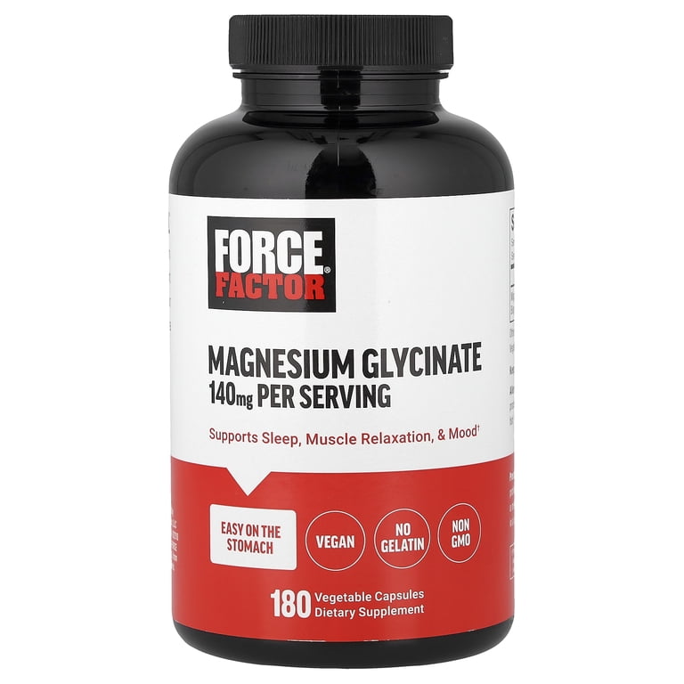 Force Factor Magnesium Glycinate, 180 Vegetable Capsules (70 mg per Capsule) - Walmart.com Force Factor Magnesium Glycinate, 180 Vegetable Capsules (70 mg per Capsule) - Walmart.com