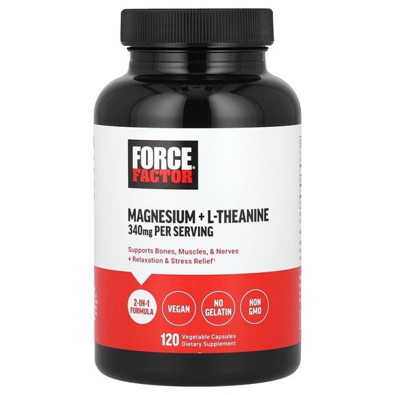 Force Factor Magnesium + L-Theanine, 120 Vegetable Capsules