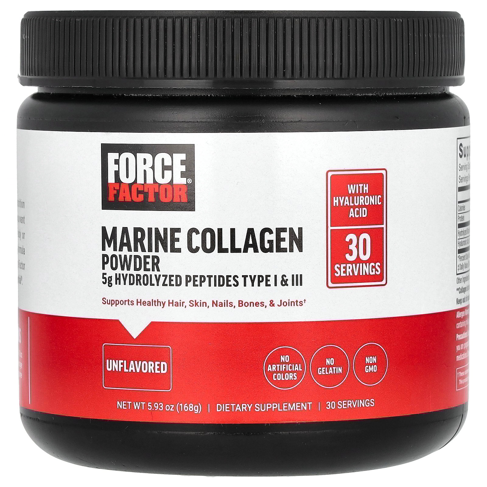 Force Factor Marine Collagen Powder, Unflavored, 5.93 oz (168 g)