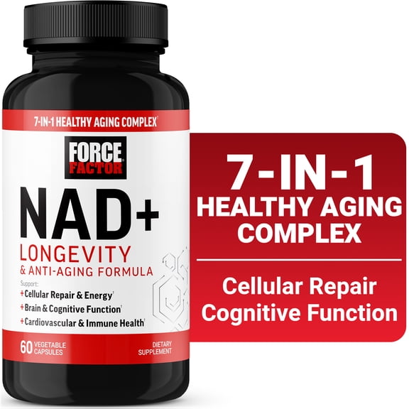 Force Factor NAD+ Longevity, Healthy Aging NAD Supplement with Resveratrol & Nicotinamide for Cellular Energy & Repair, Cognitive Health, 60 Capsules