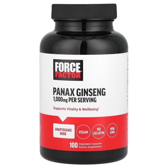 Force Factor Panax Ginseng, 100 Vegetable Capsules (500 mg per Capsule)