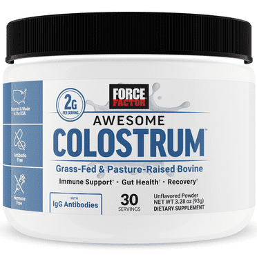 Force Factor Awesome Colostrum Powder, Pasture-Raised, Grass Fed, Hormone Free, 30 Servings