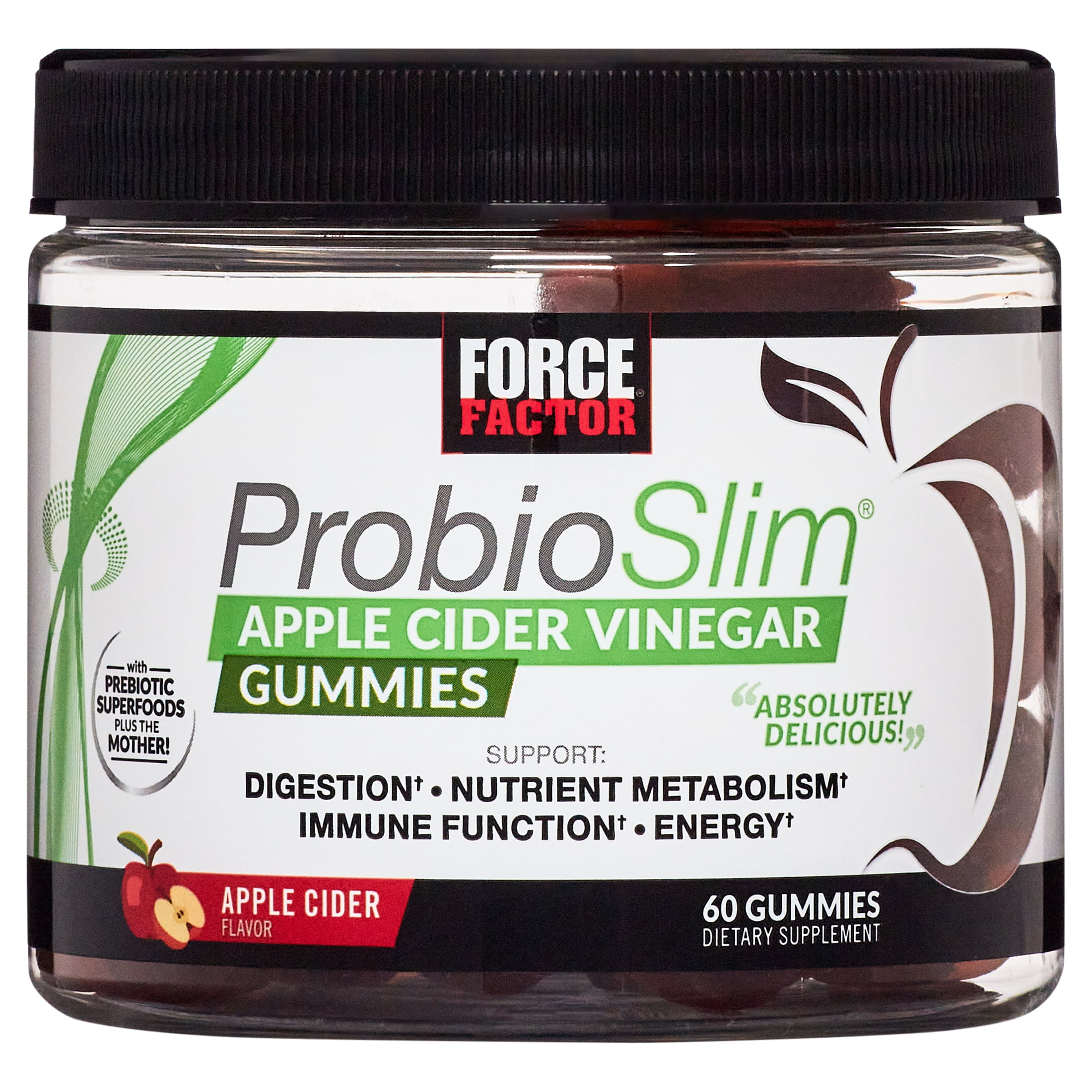 Force Factor ProbioSlim Apple Cider Vinegar Gummies Supplement, 60