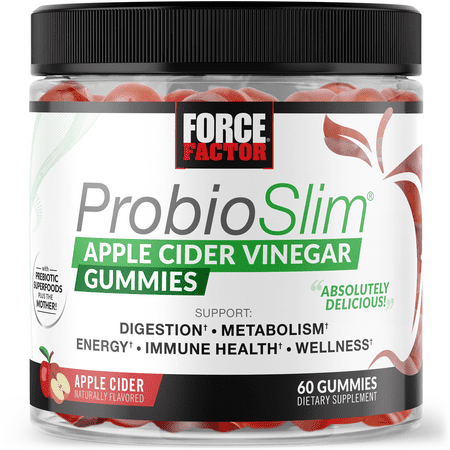 Force Factor ProbioSlim Keto ACV Gummies with Organic Apple Cider Vinegar & Probiotics for Bloating, Digestion & Metabolism, Apple Cider, 60 Gummies