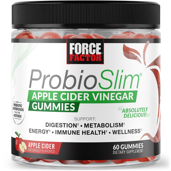 Force Factor ProbioSlim Keto ACV Gummies with Organic Apple Cider Vinegar & Probiotics for Bloating, Digestion & Metabolism, Apple Cider, 60 Gummies