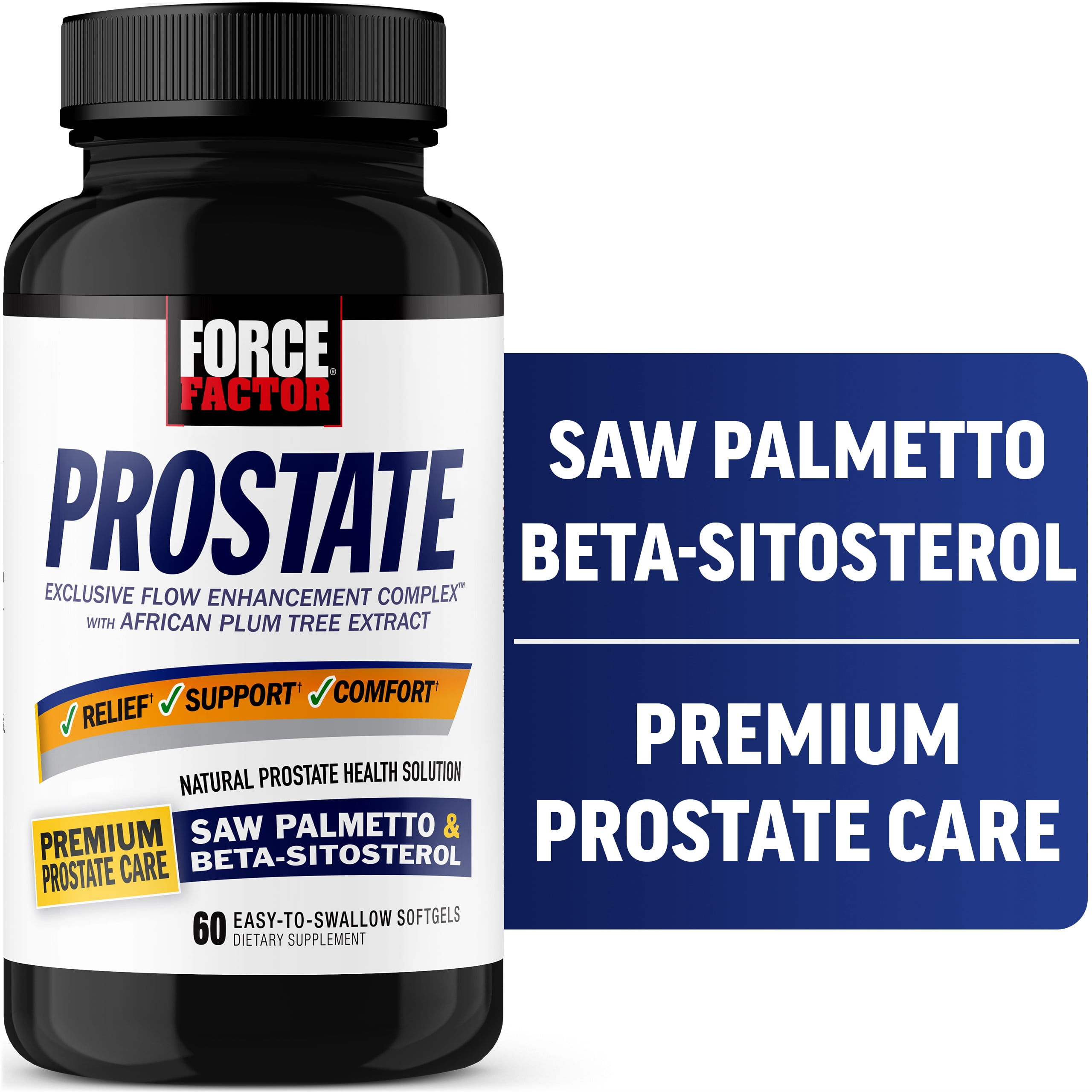 Force Factor Prostate Supplement for Men with Saw Palmetto, Beta Sitosterol & Pygeum for Bladder & Urinary Health, 60 Softgels